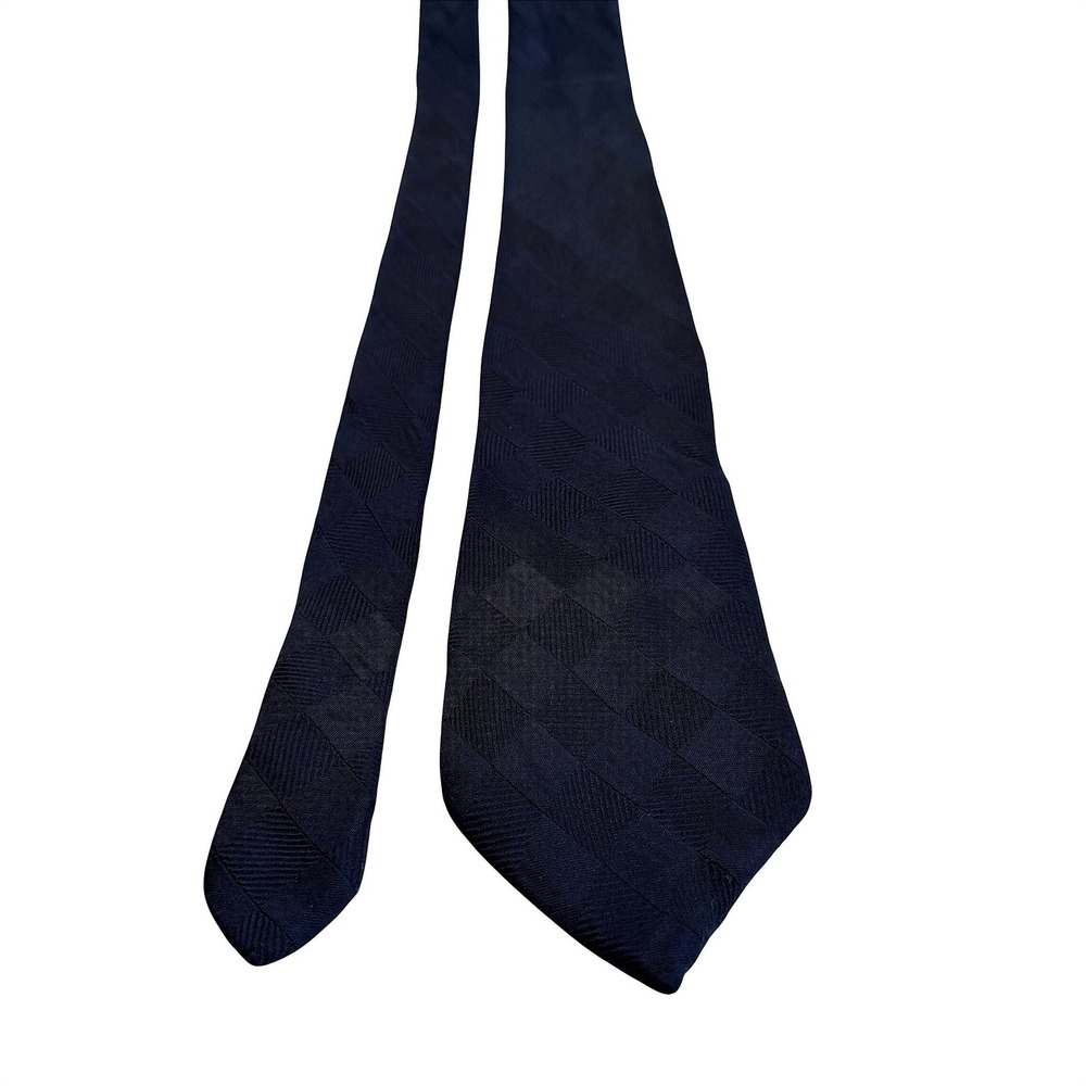 Donald J. Trump Tie Mens One Size Classic Navy Blue Check Silk Signature Col